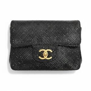Chanel XXL Jumbo Flap Black Crystal Studded CC Bag Gold HW Rare Statement